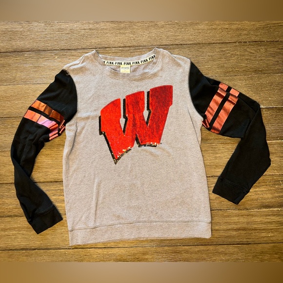 Wisconsin Badgers Women’s Crewneck -Victoria’s Secret PINK Collegiate Collection - Picture 1 of 6